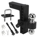Taglly Adjustable Trailer Hitch Fits 2-Inch Receiver, 8" Drop/Rise Heavy Duty Aluminum Tow Hitches with Dual Balls (2" & 2-5/16") for Truck, Includes Two Pin Locks & Hitch Tightener