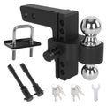 Taglly Adjustable Trailer Hitch Fits 2-Inch Receiver, 6" Drop/Rise Heavy Duty Aluminum Tow Hitches with Dual Balls (2" & 2-5/16") for Truck, Includes Two Pin Locks & Hitch Tightener