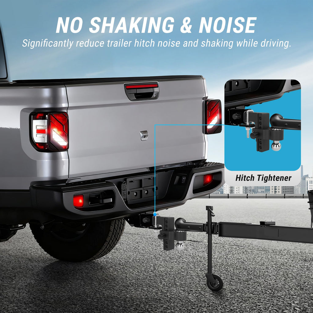 Taglly Adjustable Trailer Hitch Fits 2-Inch Receiver, 6" Drop/Rise Heavy Duty Aluminum Tow Hitches with Dual Balls (2" & 2-5/16") for Truck, Includes Two Pin Locks & Hitch Tightener