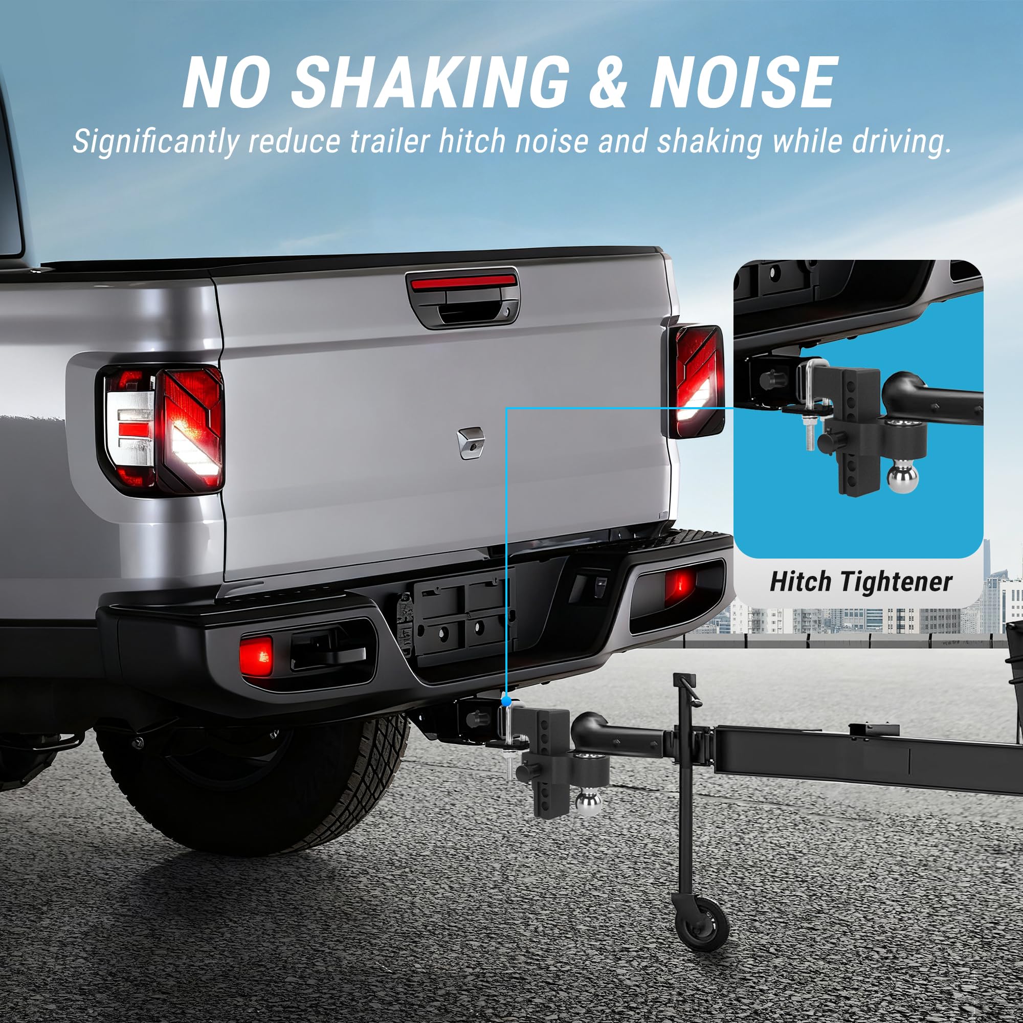 Taglly Adjustable Trailer Hitch Fits 2-Inch Receiver, 6" Drop/Rise Heavy Duty Aluminum Tow Hitches with Dual Balls (2" & 2-5/16") for Truck, Includes Two Pin Locks & Hitch Tightener